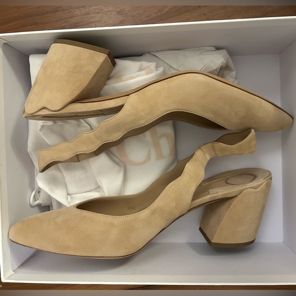 Chloe Brand New Suede Slingback Pumps 39.5 Color: Reef Shell - Picture 3 of 5